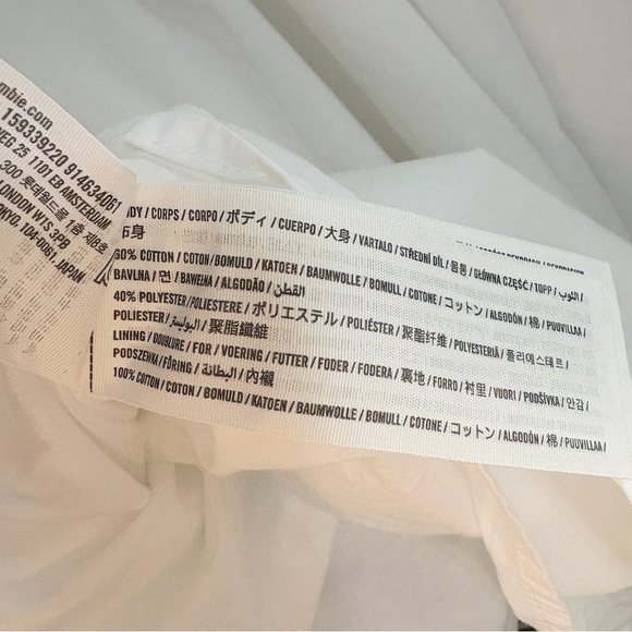 Abercrombie & Fitch 🤍 Scoop Neck Ruched Puff Sleeve Dress in White, Medium - Picture 11 of 11